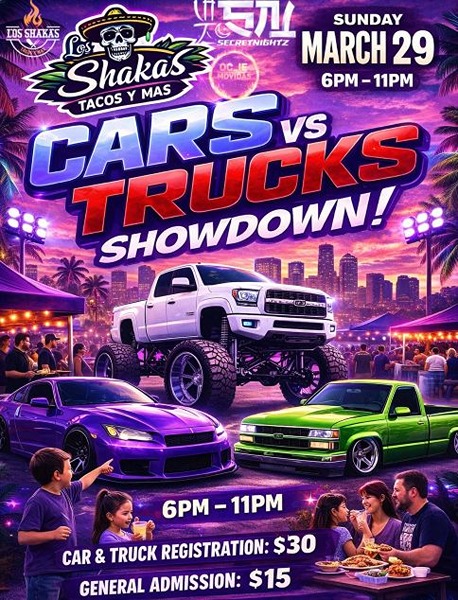 Cars vs. Trucks Showdown flyer March 2026